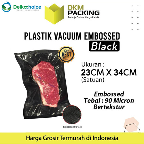 [EZO.9201224] Vacuum Bag Makanan HITAM 23x34cm BLACK EMBOSS Plastik Vakum BINTIK