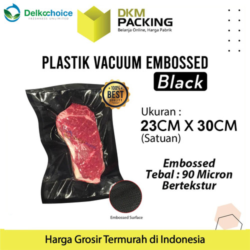 [EZO.9201225] Vacuum Bag Makanan HITAM 23x30cm BLACK EMBOSS Plastik Vakum BINTIK