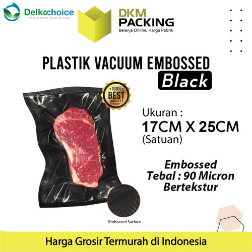 [EZO.9201228] Vacuum Bag Makanan HITAM 17x25cm BLACK EMBOSS Plastik Vakum BINTIK