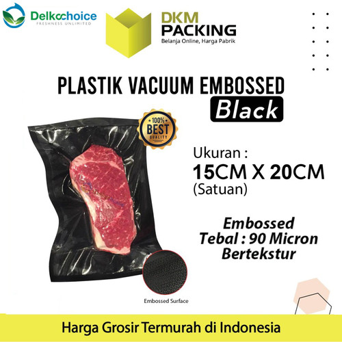 [EZO.9201230] Vacuum Bag Makanan HITAM 15x20cm BLACK EMBOSS Plastik Vakum BINTIK