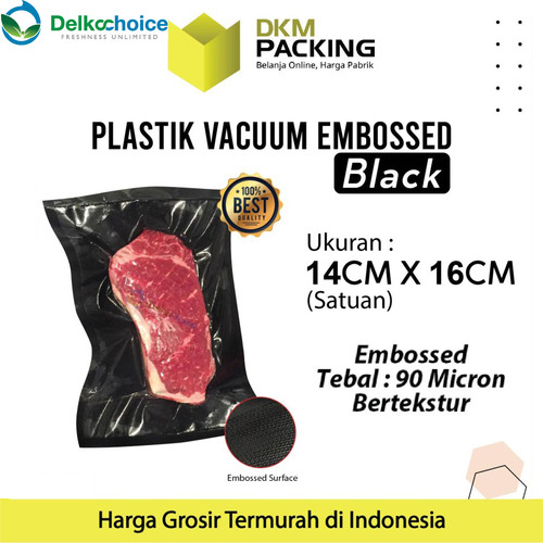 [EZO.9201231] Vacuum Bag Makanan HITAM 14x16cm BLACK EMBOSS Plastik Vakum BINTIK