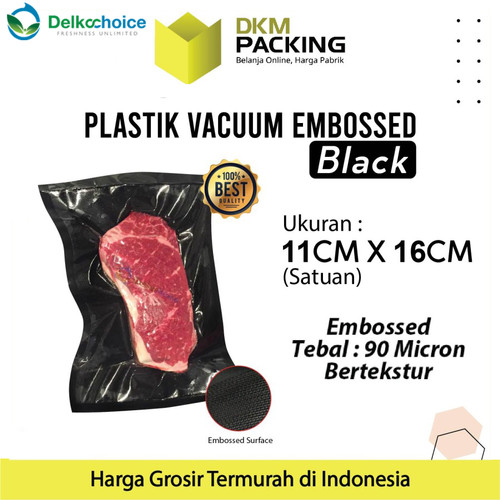 [EZO.9201232] Vacuum Bag Makanan HITAM 11x16cm BLACK EMBOSS Plastik Vakum BINTIK