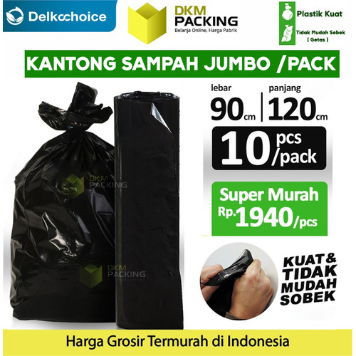 [EZO.9201309] KANTONG PLASTIK SAMPAH 90x120cm HITAM TEBAL JUMBO TERMURAH SATUAN