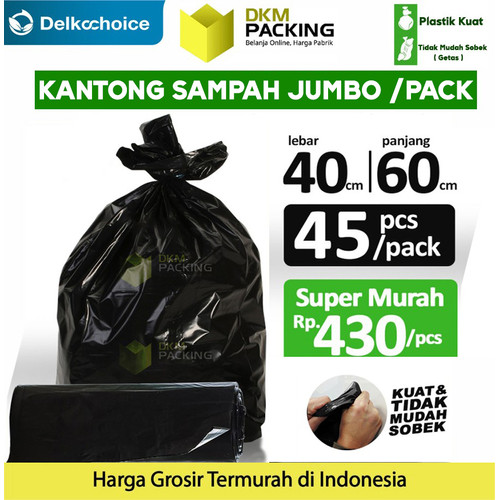 [EZO.9201312] KANTONG PLASTIK SAMPAH 40x60cm HITAM TEBAL JUMBO TERMURAH SATUAN