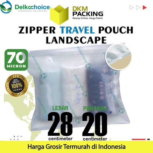 [EZO.9201315] Plastik Traveling Pouch Matte 28x20 POLOS Zipper Storage Organizer Bag
