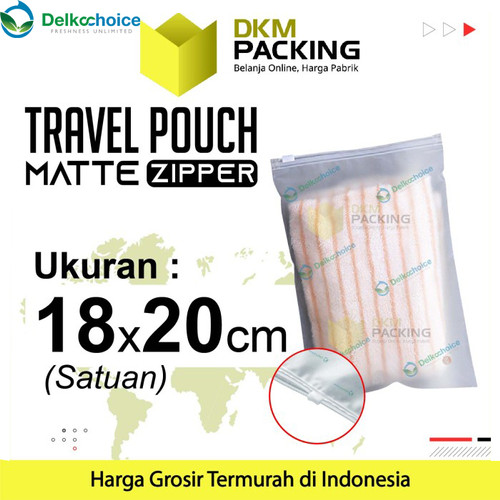 [EZO.9201316] Plastik Traveling Pouch Matte 18x20 POLOS Zipper Storage Organizer Bag