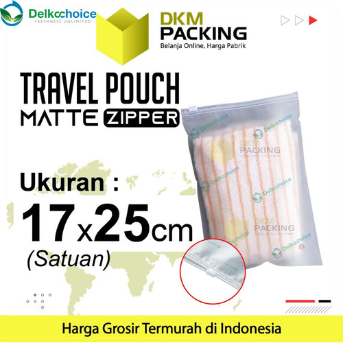 [EZO.9201317] Plastik Traveling Pouch Matte 17x25 POLOS Zipper Storage Organizer Bag