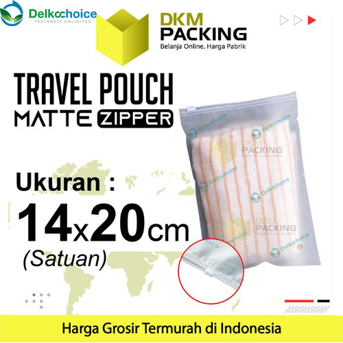 [EZO.9201318] Plastik Traveling Pouch Matte 14x20 POLOS Zipper Storage Organizer Bag
