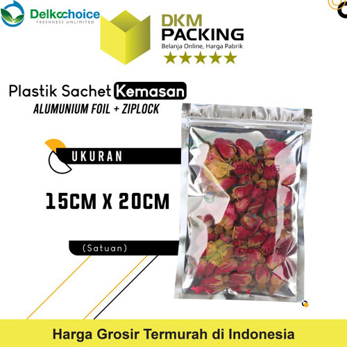 [EZO.9201358] PLASTIK SACHET BAG TRANSMETZ 15X20CM KEMASAN ZIPLOCK SASET ALU FOIL