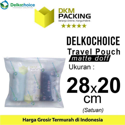 [EZO.9201377] Plastik Traveling Pouch 28x20 Matte Zipper Storage Organizer Bag Polos