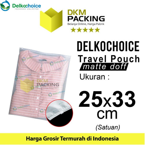 [EZO.9201379] Plastik Traveling Pouch 25x33 Matte Zipper Storage Organizer Bag Polos