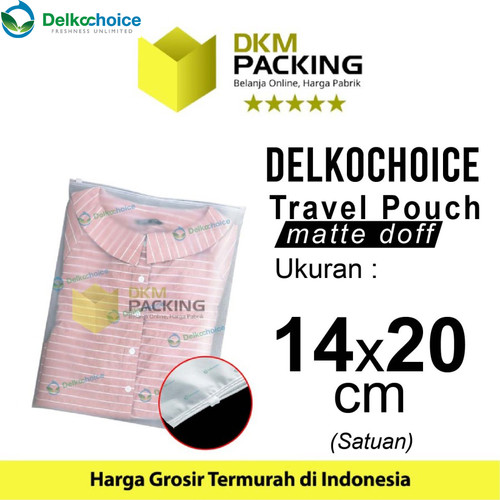 [EZO.9201382] Plastik Traveling Pouch 14x20 Matte Zipper Storage Organizer Bag Polos