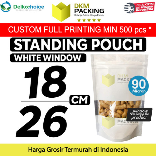 [EZO.9201388] Standing Pouch White Window Foil 18x26cm Ziplock Kemasan Makanan Putih