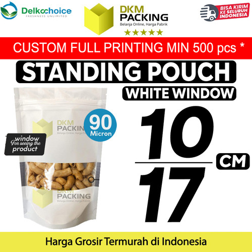 [EZO.9201389] Standing Pouch White Window Foil 10x17cm Ziplock Kemasan Makanan Putih