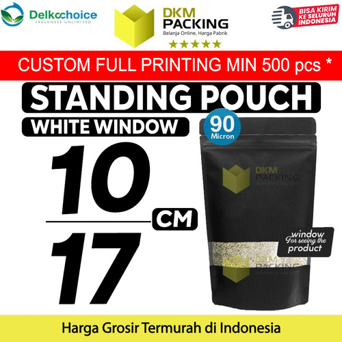 [EZO.9201391] Standing Pouch Black Window Foil 10x17cm Ziplock Kemasan Makanan Hitam