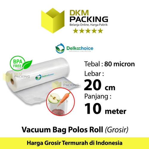 [EZO.9201415] Plastik Vacuum POLOS ROLL 20cm x 10m Vakum Sealer Makanan DELKOCHOICE