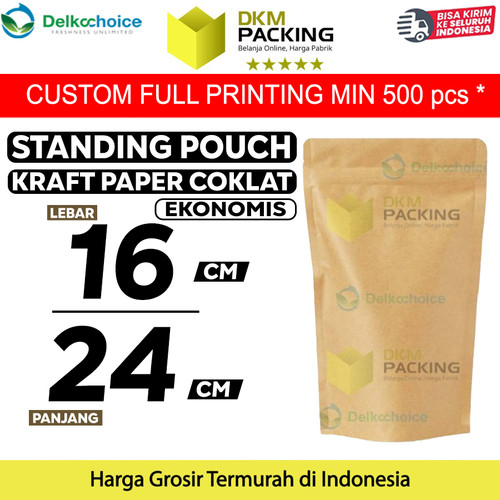 [EZO.9201419] Plastik Klip 16x24cm Kraft Paper EKONOMIS FULL ZIPLOCK Standing Pouch