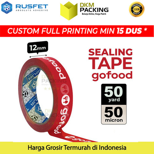 [EZO.9201426] LAKBAN GOFOOD 12mm X 50yard MAKANAN ONLINE ISOLASI SOLATIP / SATUAN