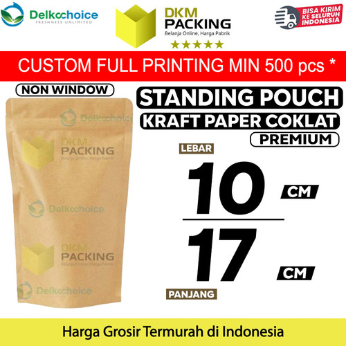 [EZO.9201427] STANDING POUCH 10x17cm KRAFT PAPER NON WINDOW PLASTIK KLIP DELKOCHOICE