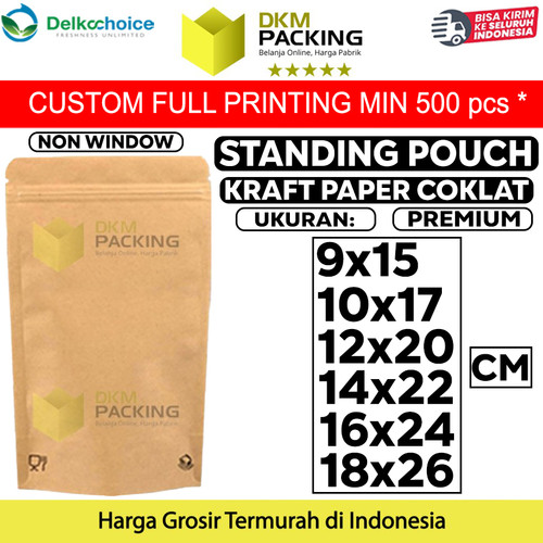[EZO.9201428] STANDING POUCH KRAFT PAPER NON WINDOW PLASTIK KLIP DELKOCHOICE MURAH