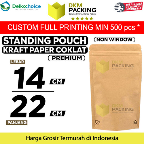 [EZO.9201431] PLASTIK KLIP 14x22cm KRAFT PAPER NON WINDOW STANDING POUCH DELKOCHOICE