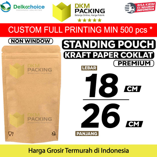 [EZO.9201432] PLASTIK KLIP 18x26cm KRAFT PAPER NON WINDOW STANDING POUCH DELKOCHOICE