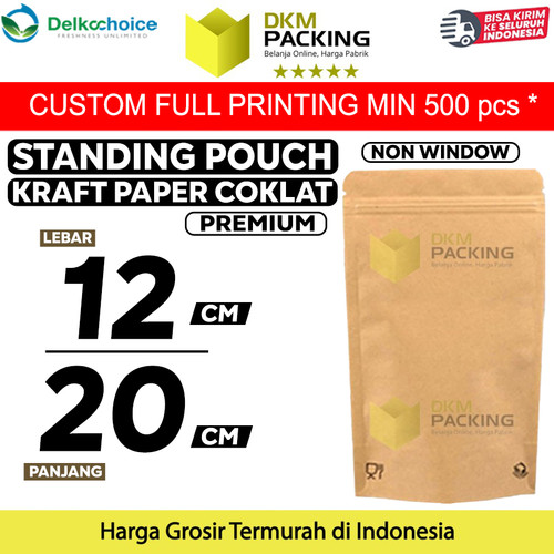[EZO.9201433] PLASTIK KLIP 12x20cm KRAFT PAPER NON WINDOW STANDING POUCH DELKOCHOICE