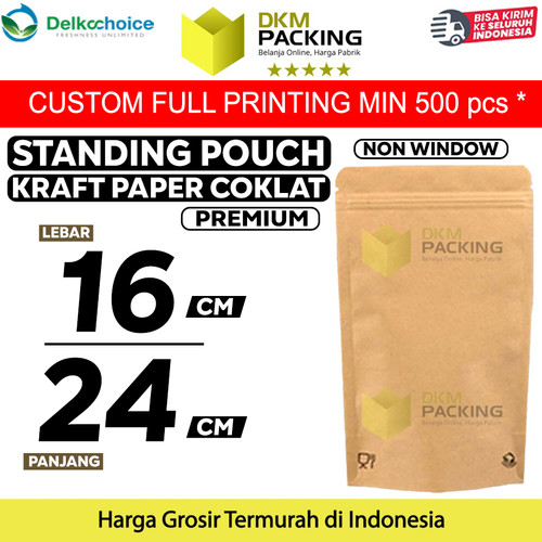 [EZO.9201434] PLASTIK KLIP 16x24cm KRAFT PAPER NON WINDOW STANDING POUCH DELKOCHOICE