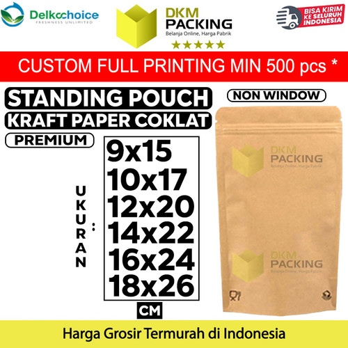 [EZO.9201435] PLASTIK KLIP KRAFT PAPER NON WINDOW STANDING POUCH DELKOCHOICE MURAH