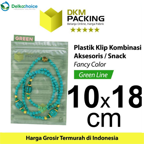 [EZO.9201439] Plastik Klip 10x18cm ZIPLOCK BAG GREEN Kemasan Aksesoris DELKOCHOICE