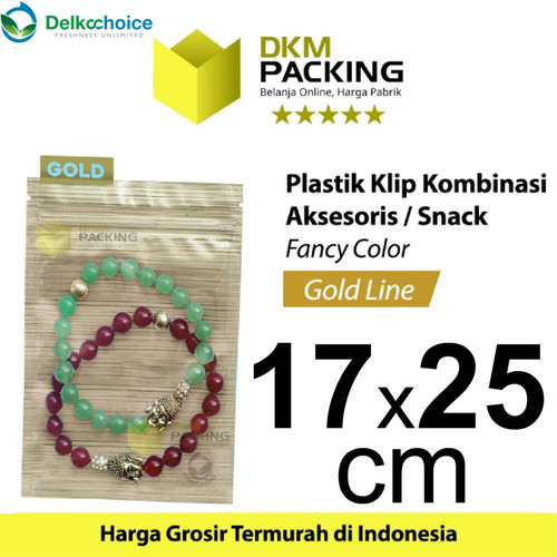 [EZO.9201440] Plastik Klip 17x25cm ZIPLOCK BAG GOLD Kemasan Aksesoris DELKOCHOICE
