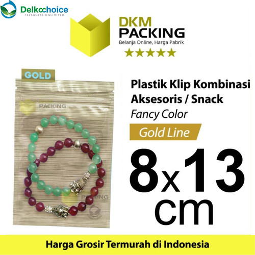 [EZO.9201446] Plastik Klip 8x13cm ZIPLOCK BAG GOLD Kemasan Aksesoris DELKOCHOICE
