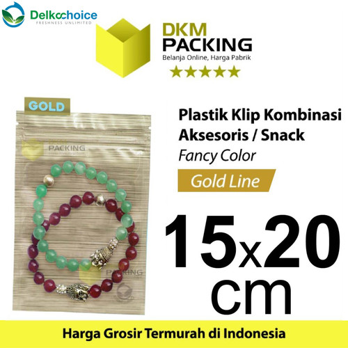 [EZO.9201447] Plastik Klip 15x20cm ZIPLOCK BAG GOLD Kemasan Aksesoris DELKOCHOICE