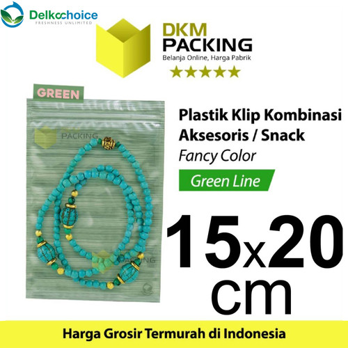 [EZO.9201451] Plastik Klip 15x20cm ZIPLOCK BAG GREEN Kemasan Aksesoris DELKOCHOICE