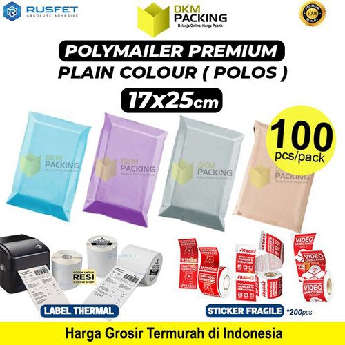 [EZO.9201483] Polymailer PACK 17x25cm PREMIUM Colour Polos Plastik Packing Olshop