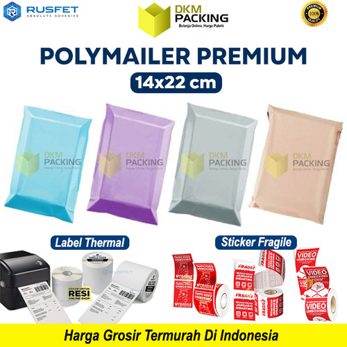 [EZO.9201486] Polymailer 14x22cm PREMIUM Plastik Packing Olshop Colour Polos SATUAN