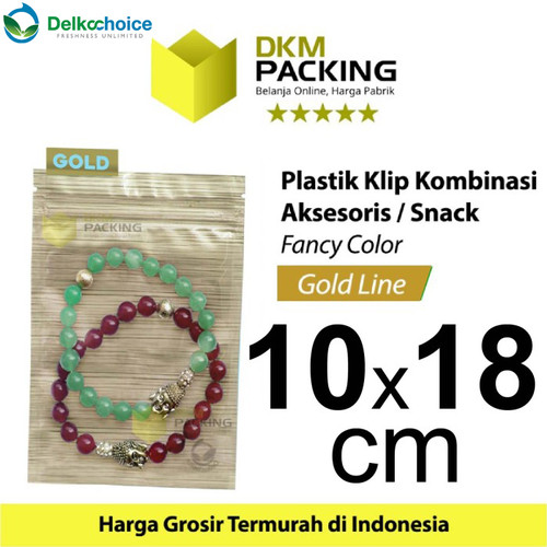 [EZO.9201492] Plastik Klip ZIPLOCK Bag 10 x 18cm GOLD Kemasan Aksesoris DELKOCHOICE