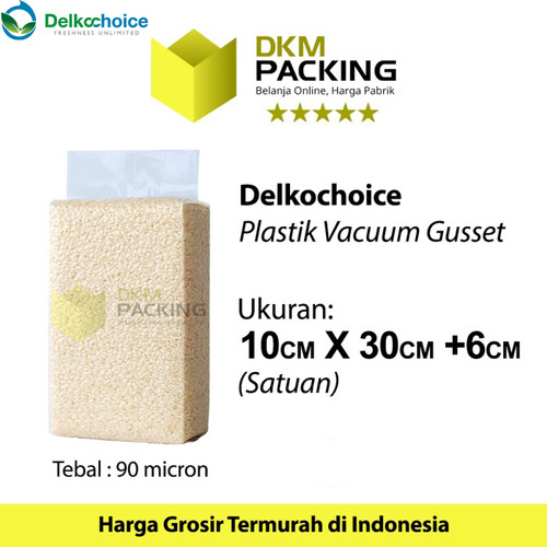 [EZO.9201507] Plastik STANDING VACUUM BAG GUSSET 10x30 +6cm NYLON DELKOCHOICE SATUAN