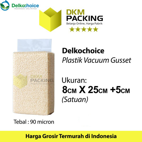 [EZO.9201509] Plastik STANDING VACUUM BAG GUSSET 8x25 +5cm NYLON DELKOCHOICE SATUAN