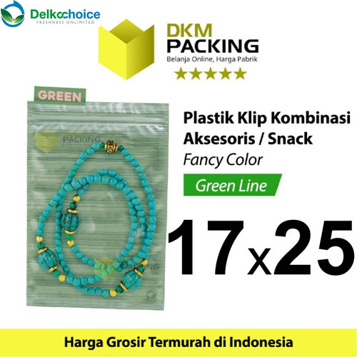[EZO.9201515] Plastik Klip ZIPLOCK Bag 17x25cm GREEN Kemasan Aksesoris DELKOCHOICE