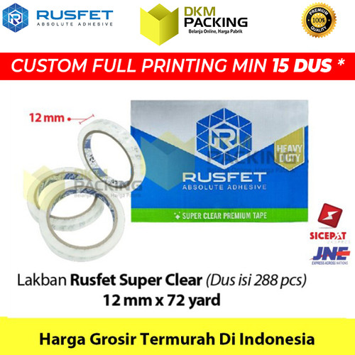 [EZO.9201567] Lakban 12mm x 72yard Plakban Isolasi RUSFET PREMIUM TERMURAH / DUS