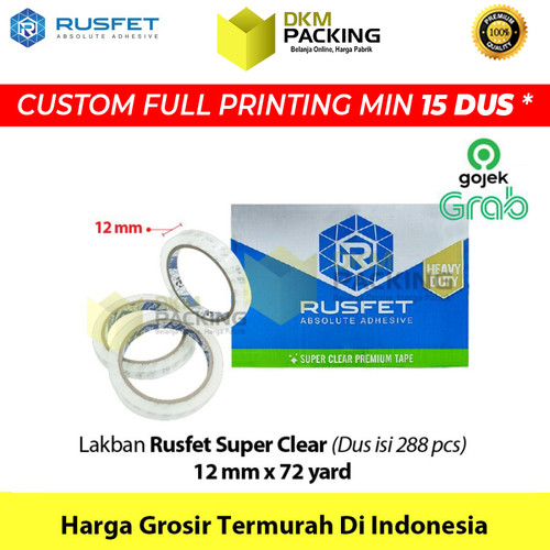 [EZO.9201568] Lakban 12mm x 72yard Plakban Isolasi RUSFET TERMURAH OJOL / DUS