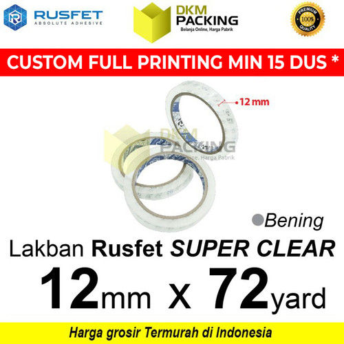 [EZO.9201569] Lakban 12mm x 72yard Plakban Isolasi RUSFET OPP Tape TERMURAH /SATUAN