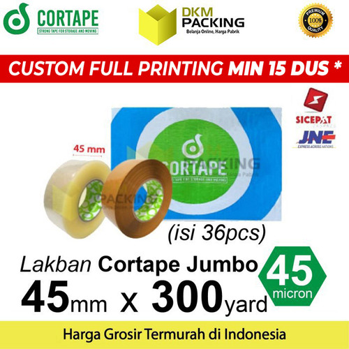 [EZO.9201571] Lakban 45mm x 300m JUMBO Plakban Isolasi CORTAPE OPP TERMURAH / DUS