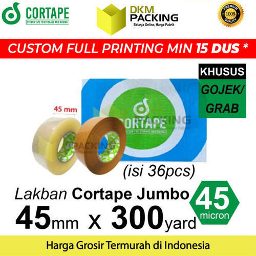 [EZO.9201572] Lakban 45mm x 300m JUMBO Plakban Isolasi CORTAPE OJOL MURAH /DUS