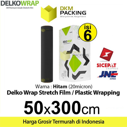 [EZO.9201586] Plastik Wrapping Stretch Film Packing 50cm x 300m Hitam DELKOWRAP /DUS
