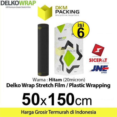 [EZO.9201587] Plastik Wrapping Stretch Film Packing 50cm x 150m HITAM DELKOWRAP /DUS