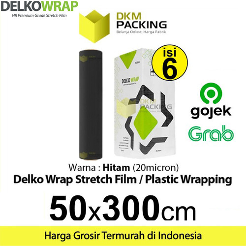 [EZO.9201588] Plastik Wraping Stretch Film 50cmx300m BLACK DELKOWRAP OJOL /DUS