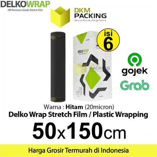 [EZO.9201589] Plastik Wraping Stretch Film 50cmx150m BLACK DELKOWRAP OJOL/ DUS