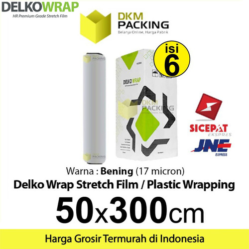 [EZO.9201590] Plastik Wrapping Stretch Film Packing 50cm x 300m CLEAR DELKOWRAP /DUS